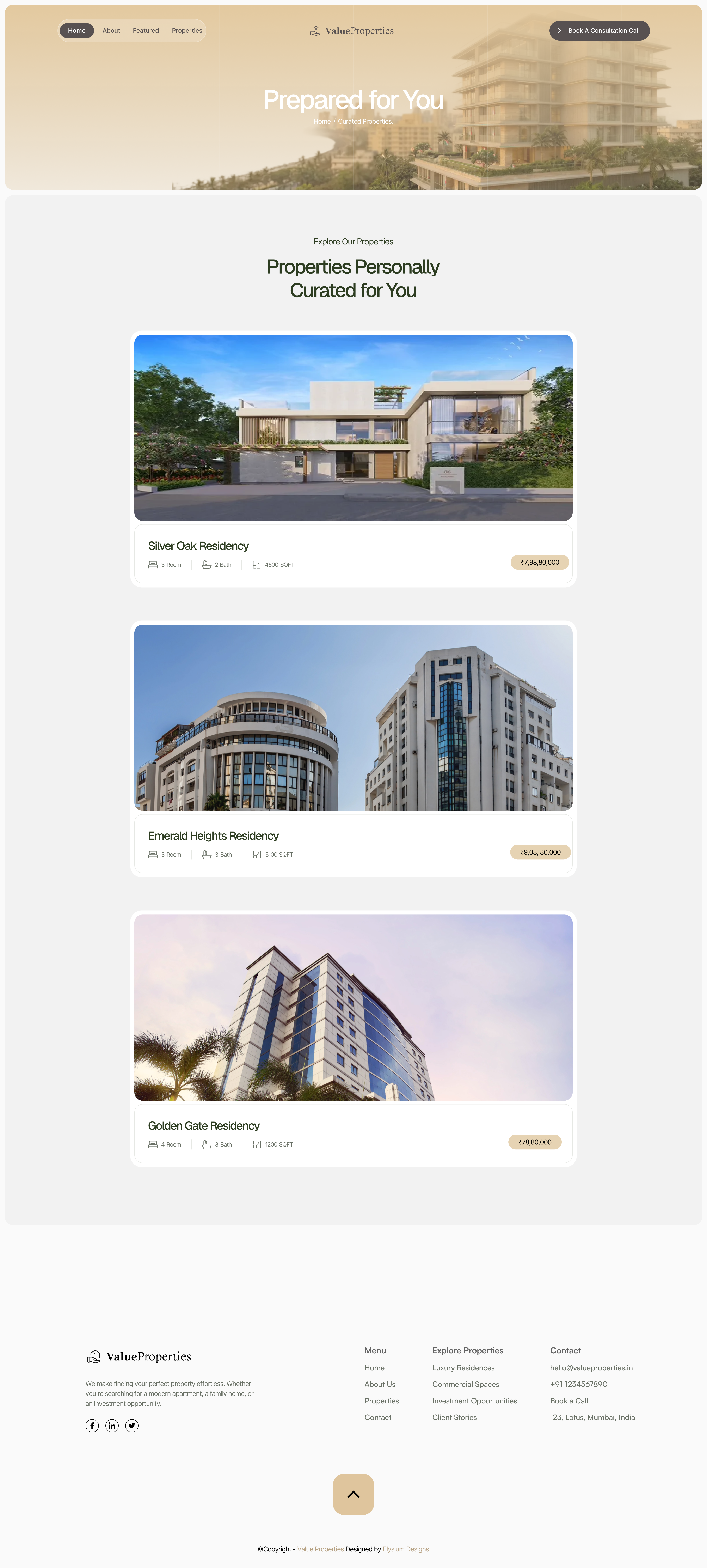 Curated Properties Design